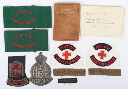 Grouping of Items of Interest for The Women's Transport Service, & The British Red Cross Society.