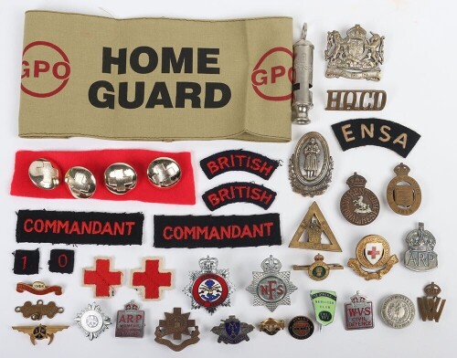Large Collection Of Home Front Badges for the British Red Cross, Women's Volunteers Service & Civil Defence.