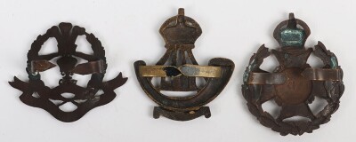Grouping of Bronzed British Military Officer's Service Dress Cap Badges to Territorial Regiments. - 2