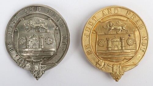 Two Cumberland Rifle Volunteers Be Just & Fear Not" Pouch Badges."