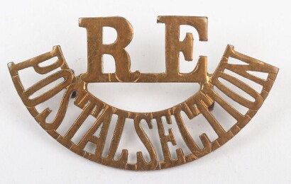 Scarce WW1 Royal Engineers Postal Section Brass Shoulder Title