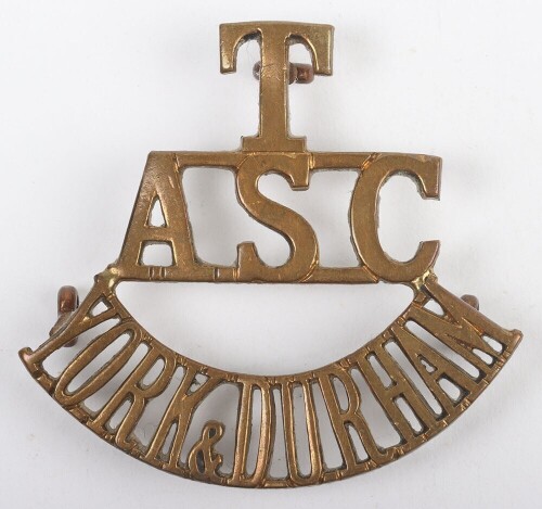 Scarce WW1 Army Service Corps York & Durham Territorial Shoulder Title