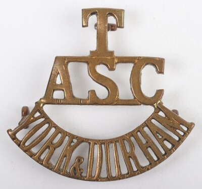 Scarce WW1 Army Service Corps York & Durham Territorial Shoulder Title