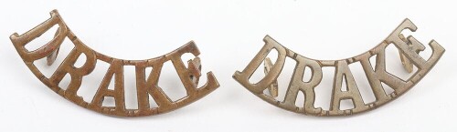 WW1 Royal Naval Division Drake Battalion Brass Shoulder Titles