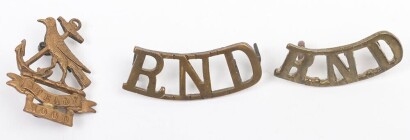 WW1 Royal Naval Division Hood Battalion Collar Badge