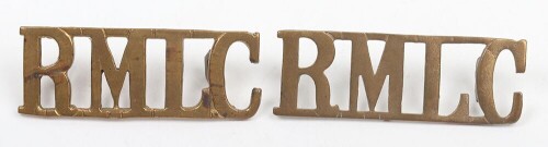 Scarce WW1 Royal Marines Labour Corps Brass Shoulder Titles