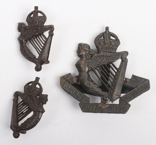 8th Kings Royal Irish Hussars Officers Cap and Collar Badge Set