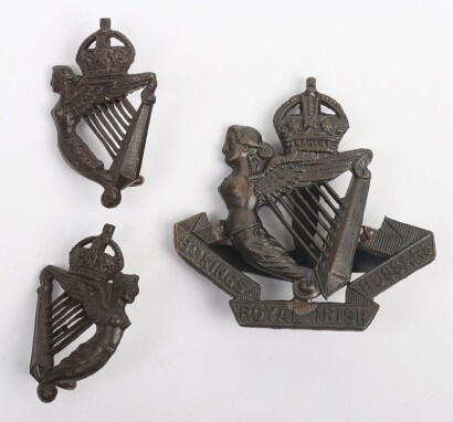 8th Kings Royal Irish Hussars Officers Cap and Collar Badge Set