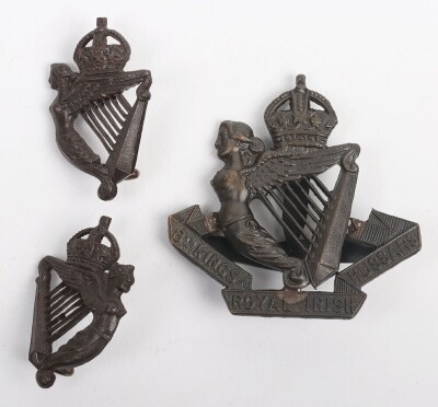 8th Kings Royal Irish Hussars Officers Cap and Collar Badge Set
