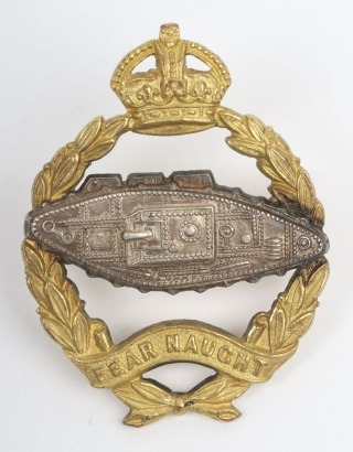 Royal Tank Regiment Officers Silver Gilt Cap Badge