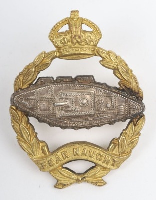 Royal Tank Regiment Officers Silver Gilt Cap Badge