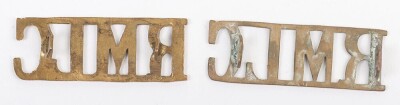 Scarce WW1 Royal Marines Labour Corps Brass Shoulder Titles - 2