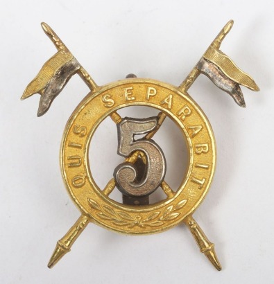 Rare Early Type 5th Royal Irish Lancers Officers Cap Badge