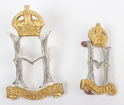 WW2 War Raised 23rd Hussars Officers Cap and Collar Badge
