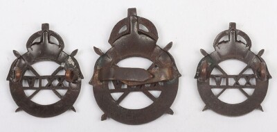 WW2 War Raised 24th Lancers Officers Cap and Collar Badge Set - 2