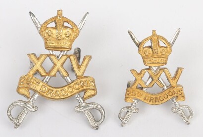 WW2 War Raised 25th Dragoons Officers Cap and Collar Badge