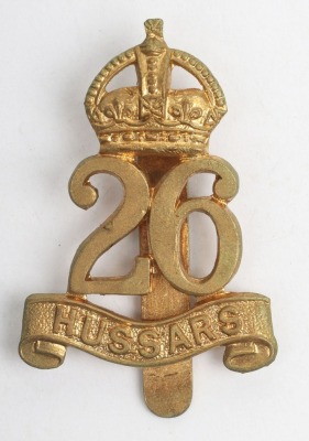 Scarce Trial Pattern War Raised 26th Hussars Other Ranks Cap Badge