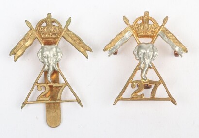 WW2 War Raised 27th Lancers Cap Badge