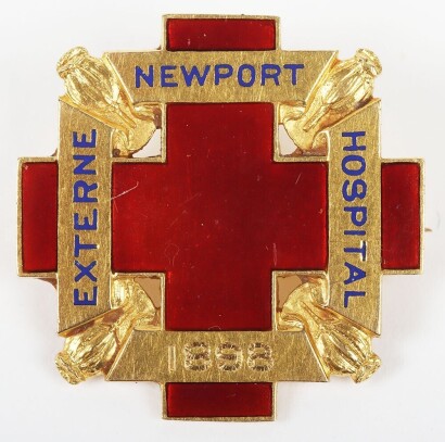 American 18k Gold and Enamel Externe Newport Hospital 1898 Presentation Badge