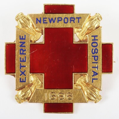 American 18k Gold and Enamel Externe Newport Hospital 1898 Presentation Badge