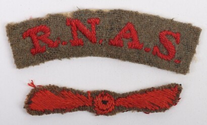 WW1 Royal Naval Air Service (RNAS) Embroidered Khaki Title & Propeller.