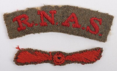 WW1 Royal Naval Air Service (RNAS) Embroidered Khaki Title & Propeller.