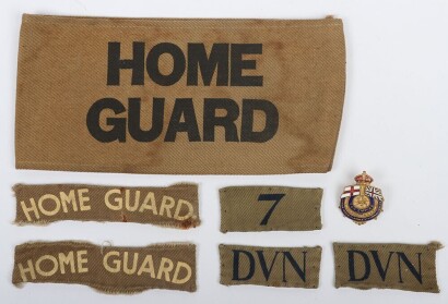 WW2 Home Guard Cloth Insignia & Armband, 7th Devon's (Okehampton) Battalion.
