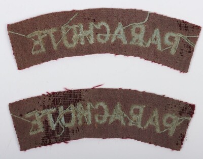 Pair of British Airborne PARACHUTE Cloth Shoulder Titles - 2