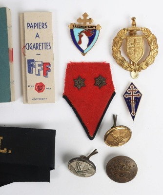 Free French Insignia Grouping, Including a Rare, Free French Navy 'La Combattante' pin badge. - 2