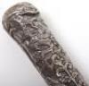 A 19th century silver (unmarked) colonial walking cane, decorated extensively with birds and palms - 13
