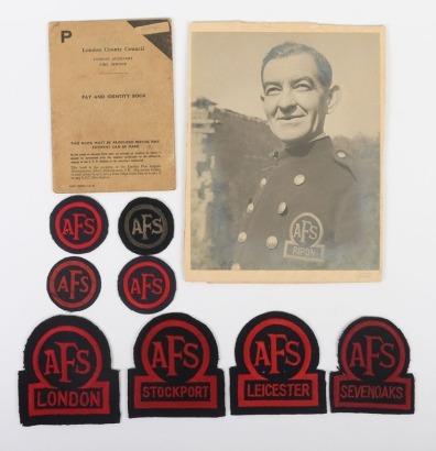 WW2 Auxiliary Fire Service (AFS) Insignia Grouping.