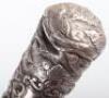 A 19th century silver (unmarked) colonial walking cane, decorated extensively with birds and palms - 14