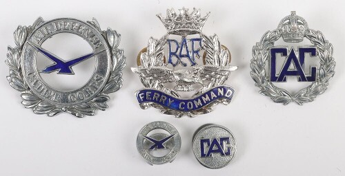 British 'Ferry Command', 'Civil Air Guard' and 'Air Defence Cadet Corps' Metal Insignia.