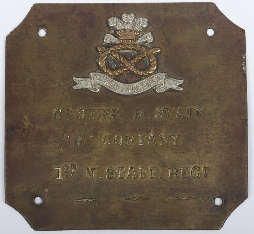 1st Battalion North Staffordshire Regiment Bed / Duty Plate