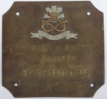 1st Battalion North Staffordshire Regiment Bed / Duty Plate