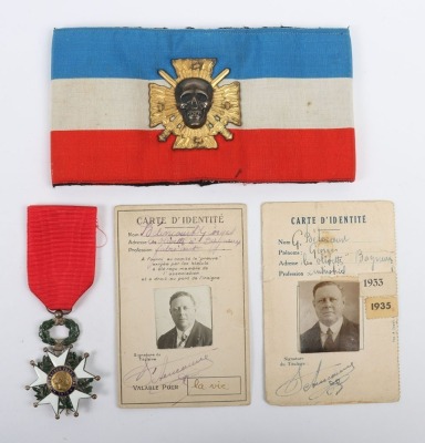 French Croix de Feu (Cross of Fire) Brassard, Medal and Identity Card Grouping