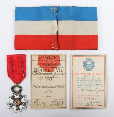 French Croix de Feu (Cross of Fire) Brassard, Medal and Identity Card Grouping - 2