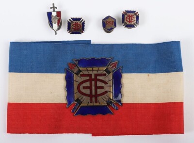 French 1930's Fils et Filles de Croix-de-Feu (Sons and Daughters of the Cross of Fire) Youth Movement Armband and Lapel Badges