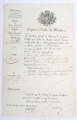 Official Document Relating to the death of French Soldier Moreaux of the 134th Regiment of the Line in 1813,