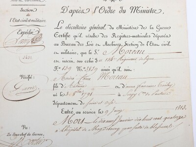 Official Document Relating to the death of French Soldier Moreaux of the 134th Regiment of the Line in 1813, - 5