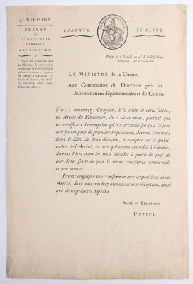 French Napoleonic Document of the 4th Division and Claude Petiet Interest