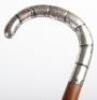 A silver and horn malacca walking stick, Birmingham 1910 - 4