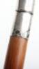 A silver and horn malacca walking stick, Birmingham 1910 - 8