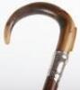 A silver and horn malacca walking stick, Birmingham 1910 - 9