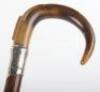 A silver and horn malacca walking stick, Birmingham 1910 - 10