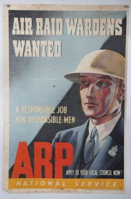 WW2 Air Raid Precautions (ARP) Recruitment Poster.