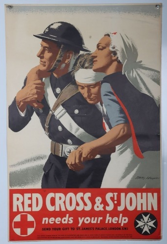 WW2 British Red Cross & St John, Home Front Poster.