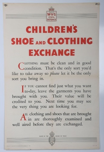 WW2 Women's Voluntary Service Poster, Clothing Exchange.