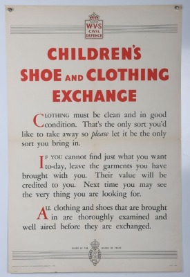 WW2 Women's Voluntary Service Poster, Clothing Exchange.