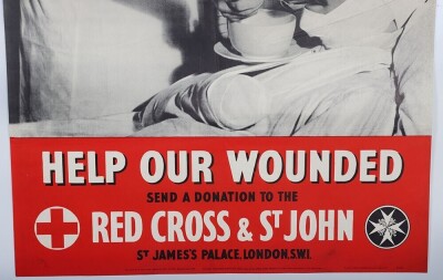WW2 British Red Cross Poster, 'Help Our Wounded'. - 3